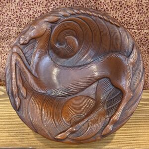 1949 Art Deco Gazelle Faux Wood Bowl